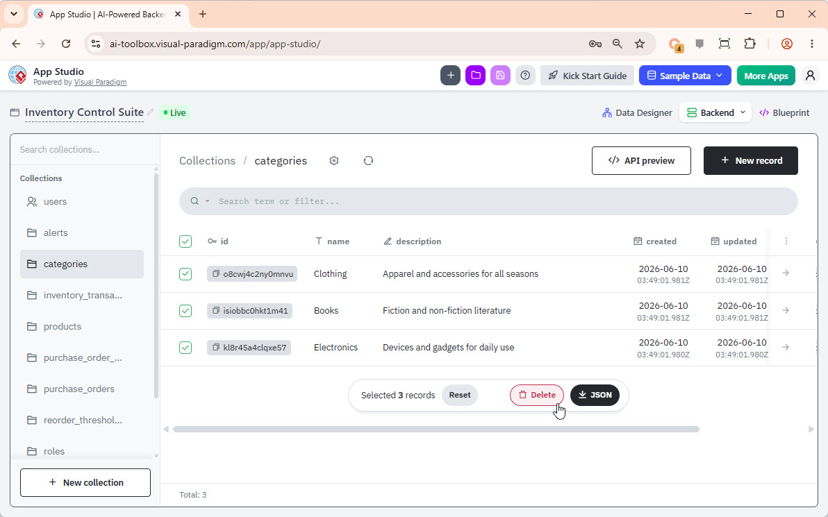 To deleting sample records in database