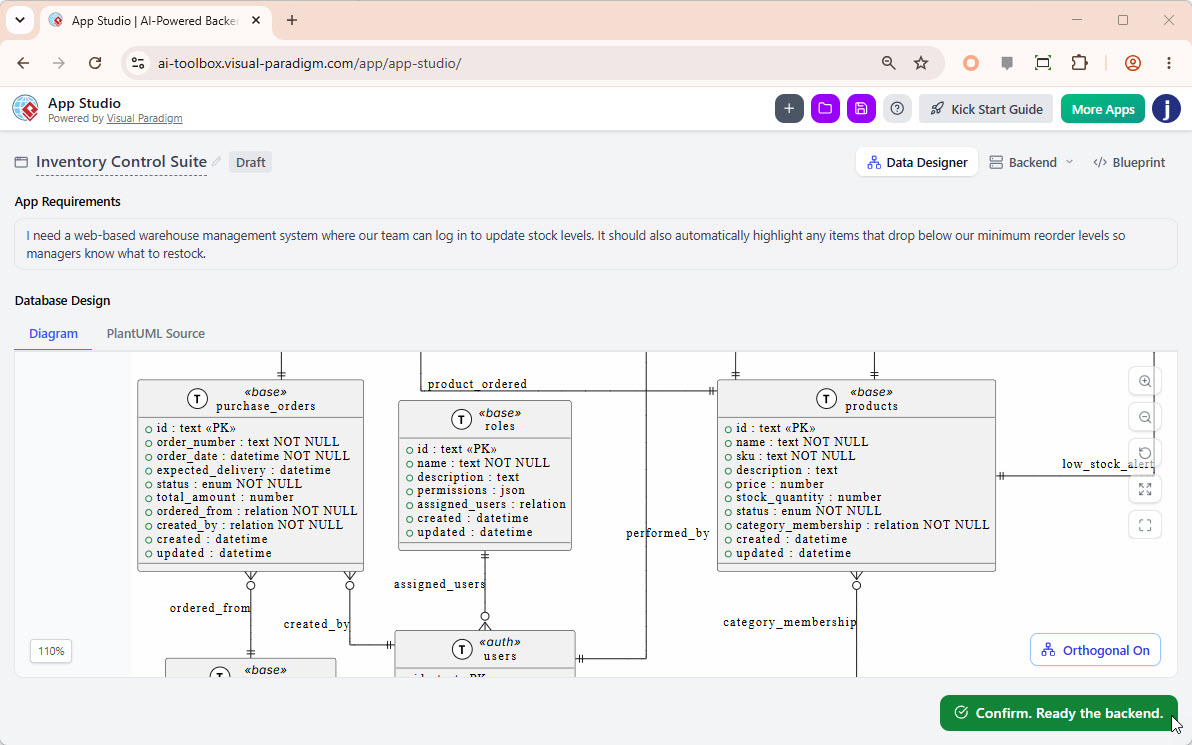 Review the final database design - table and columns