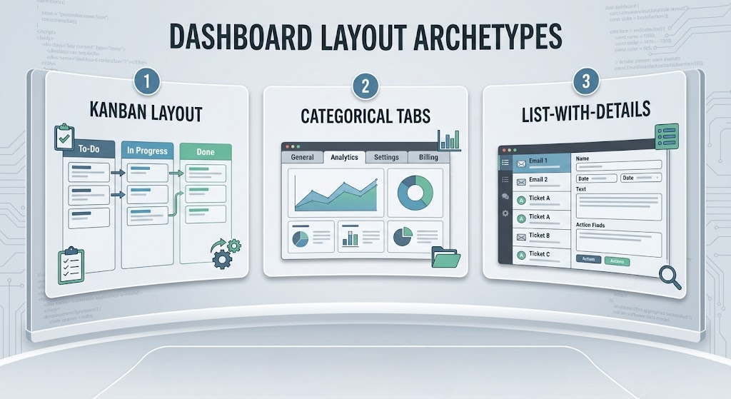 Dashboard Layouts Demystified: When to Use Kanban, Tabs, or List-with-Details