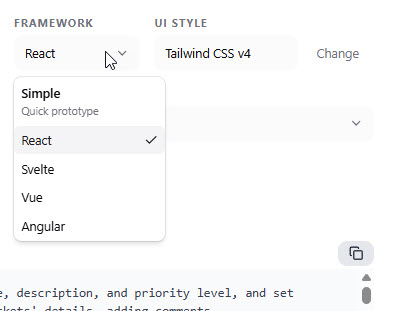 To select a framework desired for the app to be developed