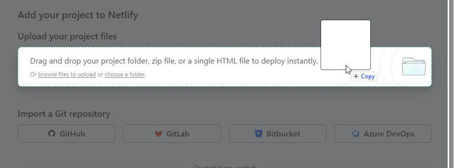 To upload a zip of project to Netlify for deployment