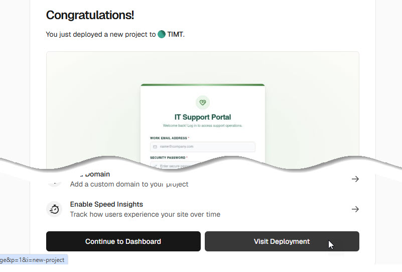 An app is deployed in Vercel and you can view the deploy app